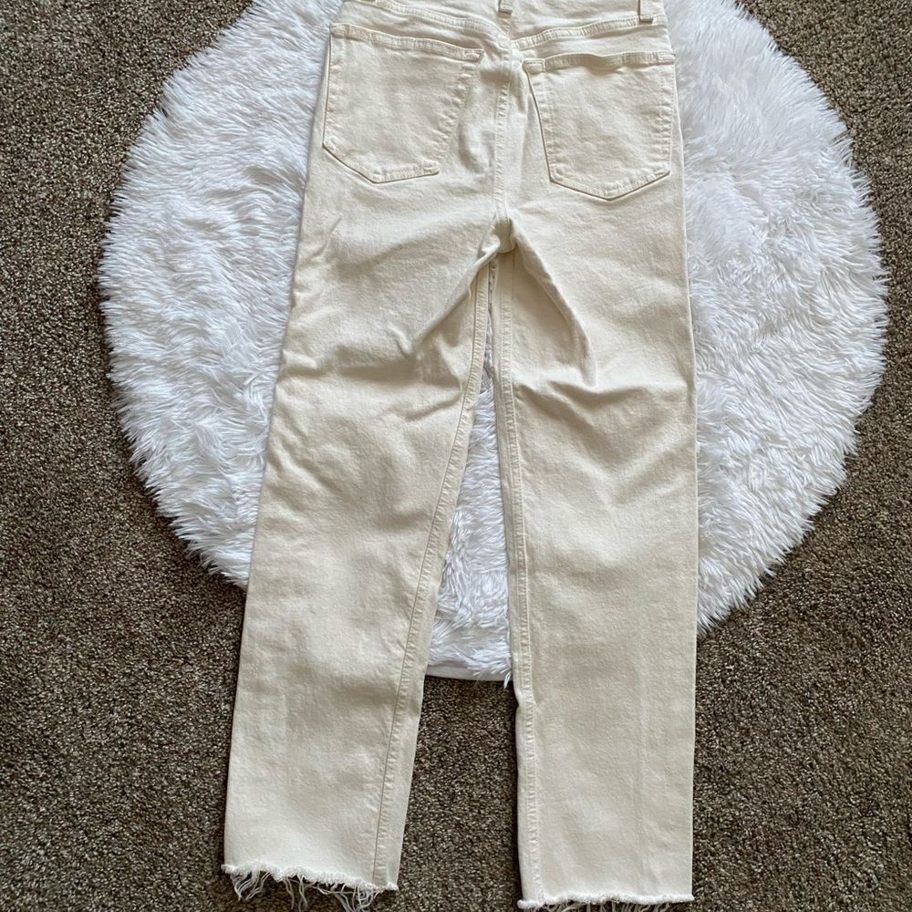 Re/Done Button Fly Creamy White Jeans Raw Ankle Womens Size 25 - Picture 2 of 10